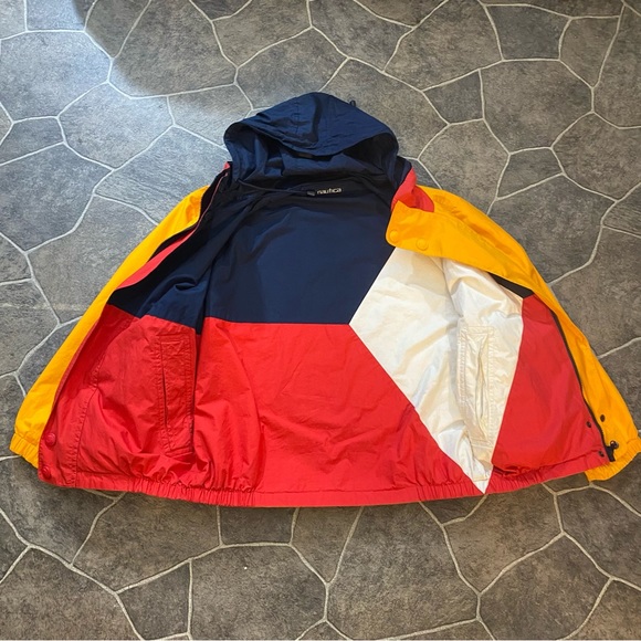 VINTAGE Nautica Double sided Men’s Jacket reversible white blue yellow Small - Picture 8 of 16